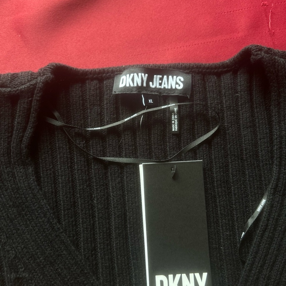 DKNY Black Ribbed Knit Top